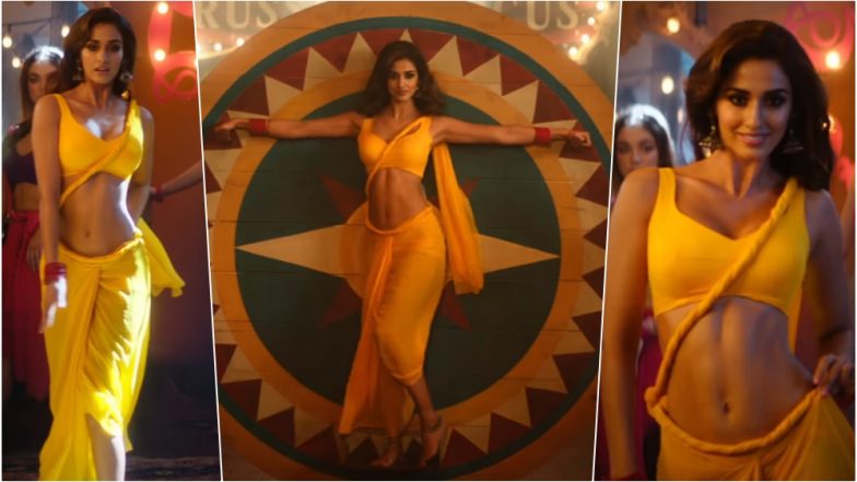 Disha Patani S Sexy Yellow Saree With Rope Like Twisted Pallu In Bharat Song ‘slow Motion