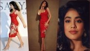 Janhvi Kapoor Looks Like a Million Bucks in This Red Sabyasachi Bodycon Dress & Perfect Winged Eyeliner (View Pics)