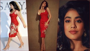 Janhvi Kapoor Looks Like a Million Bucks in This Red Sabyasachi Bodycon Dress & Perfect Winged Eyeliner (View Pics)