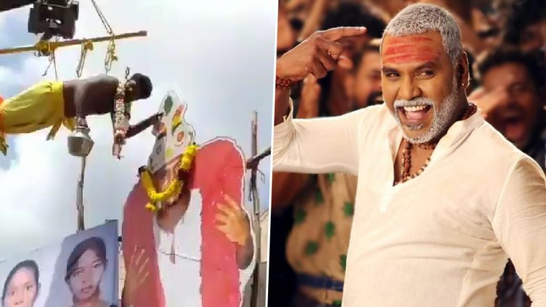 An Insane Fan of Raghava Lawrence Hangs From a Crane to Pour Milk on Kanchana 3 Director’s Cut-Out, Video Goes Viral