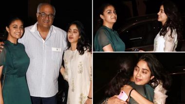 Keerthy Suresh in Mumbai! South Actress Parties With Janhvi Kapoor and Boney Kapoor Ahead of Her Bollywood Debut – See Pics