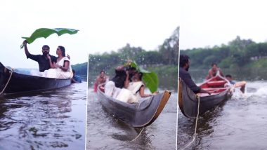 Kerala Couple Falls off Canoe Into River While Trying to Kiss During Pre-Wedding Shoot; Video Goes Viral