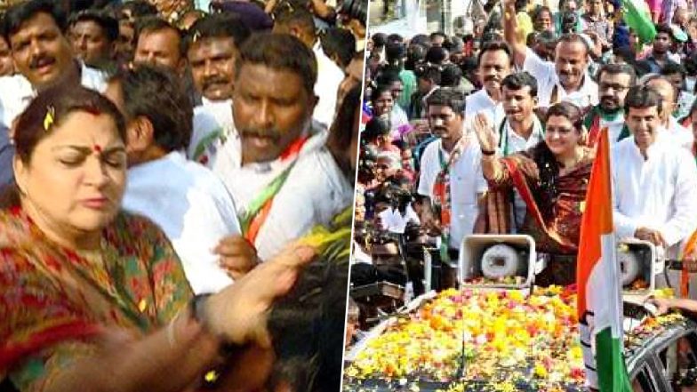 Khushbu Sundar Slaps a Man for Misbehaving With Her During a Rally in Bengaluru (Watch Video)