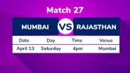 MI vs RR, IPL 2019 Match 27 Preview: Confident Mumbai Indians to Host Lacklustre Rajasthan Royals