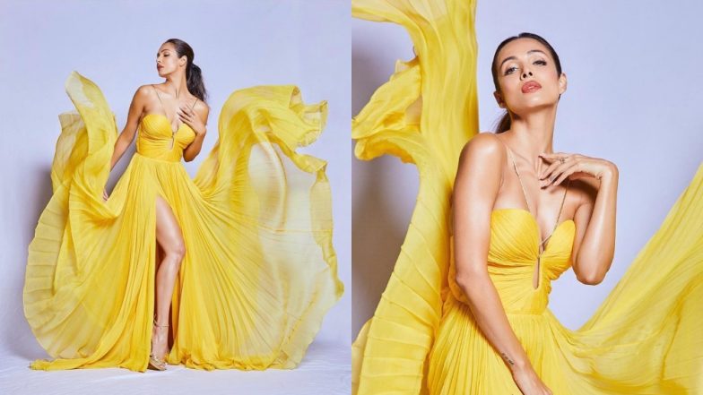 Malaika Arora Looks Hotter Than The Tropics In A Bright Yellow Pleated Gown - View Pics