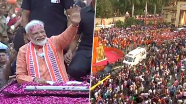 PM Narendra Modi Holds Mega Roadshow in Varanasi, Day Before Filing Nomination From Seat