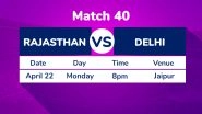 RR vs DC, IPL 2019 Match 40 Preview: Rajasthan Royals Aim to Retain Winning Momentum Against Delhi Capitals