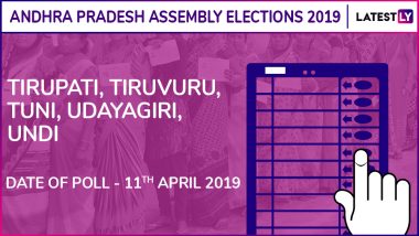 Tirupati, Tiruvuru, Tuni, Udayagiri, Undi Assembly Elections 2019 Results: Candidates, Names of Winning MLAs of Andhra Pradesh Vidhan Sabha Seats