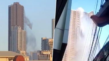 Philippines Earthquake Causes Water From Skyscraper's Swimming Pool to Fall Down, Horrifying Video Goes Viral