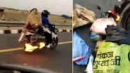 UP Police Save Biker From Unnoticed Fire on Lucknow-Agra Expressway, Video Goes Viral