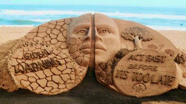 Earth Day 2019 Sand Art: Sudarsan Pattnaik Urges People to ‘Act Before It’s Too Late’ (View Pic)