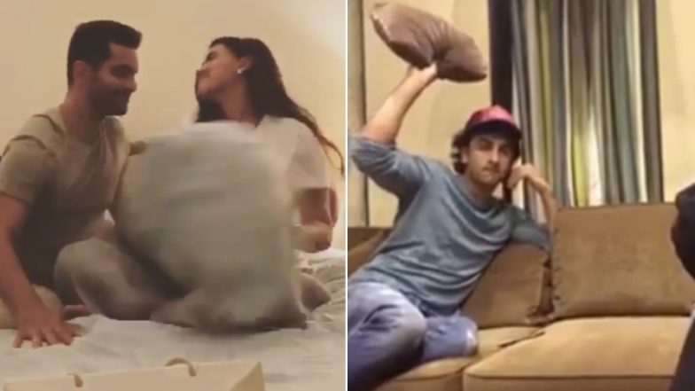 International Pillow Fight Day 2019: When Katrina Kaif, Ranbir Kapoor, Neha Dhupia, Angad Bedi Got Playful with Pillows – Watch Videos