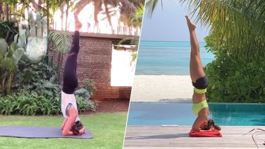 Malaika Arora and Shilpa Shetty Do the Yoga Headstand or Sirsasana to Motivate Fans (View Pics and Video)