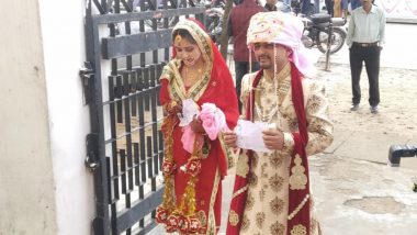 Lok Sabha Elections 2019: Just Married Couple Head to Udhampur Polling Station Straight From Wedding Ceremony to Cast Their Vote in Jammu and Kashmir (View Pic)