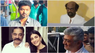 Tamil Stars Rajinikanth, Thala Ajith, Vijay, Kamal Haasan Cast Votes in Chennai in Second Phase of Lok Sabha Elections 2019 (See Pics)