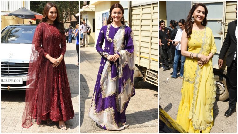 Kalank Trailer Launch: Alia Bhatt, Sonakshi Sinha and Madhuri Dixit Look Divine in Their Ethnic Ensembles - View Pics