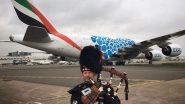 'Superjumbo' Emirates Airbus A380, World’s Largest Passenger Plane Lands at Scotland’s Glasgow Airport From Dubai (Watch Video)