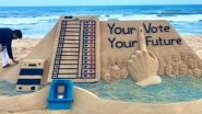 Lok Sabha Elections 2019: Sudarshan Pattnaik Urges Citizens to Vote for Nation&rsquo;s Development With EVM Sand Art (View Pic)