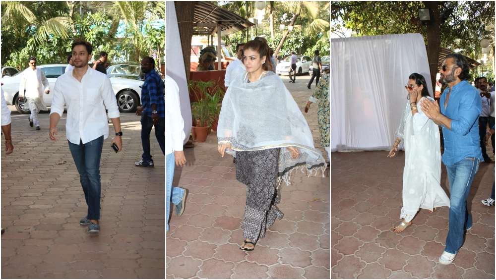 Bollywood celebrities arrive for prayer meet.