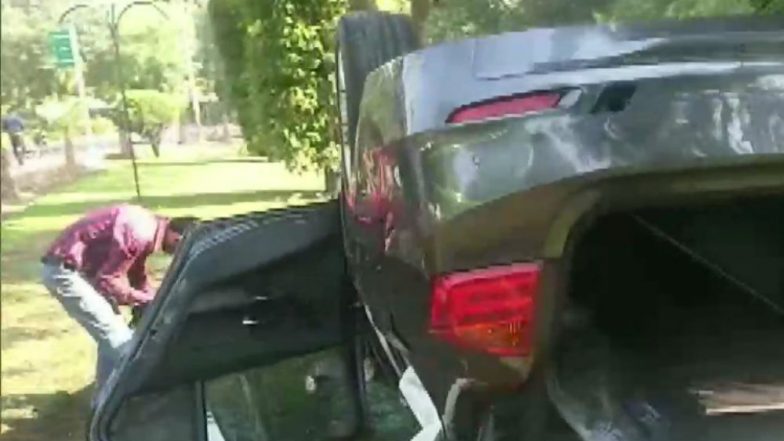 BMW Turns Turtle At VIP Zone In Delhi, Woman Injured In Accident