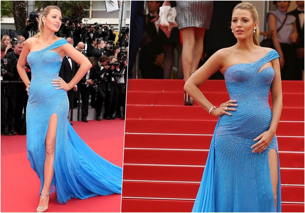 Blake Lively Flaunts Baby Bump In Christian Louboutins, Versace