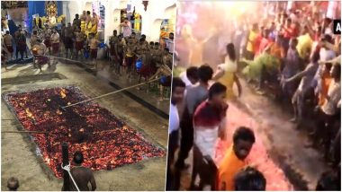 Mariamma Mela 2019 in Jalandhar: Devotees Worship Goddess Mariamman By Walking Barefoot on Burning Coal (Watch Video)