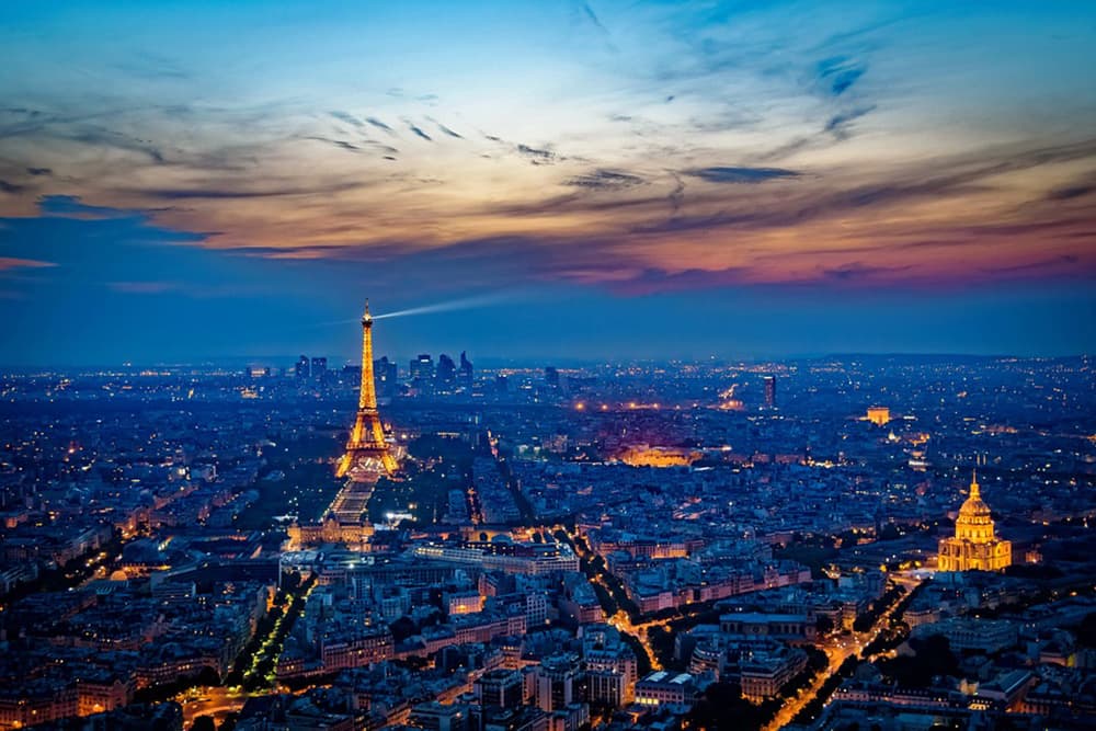 Eiffel Tower stands out in the cityscape. Eiffel Tower stands out in the cityscape.