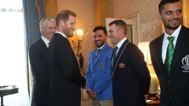 Royal Garden Party 2019: Prince Harry Stokes England-Australia Rivalry, Sledges Aaron Finch at Buckingham Palace Ahead of ICC Cricket World Cup 2019