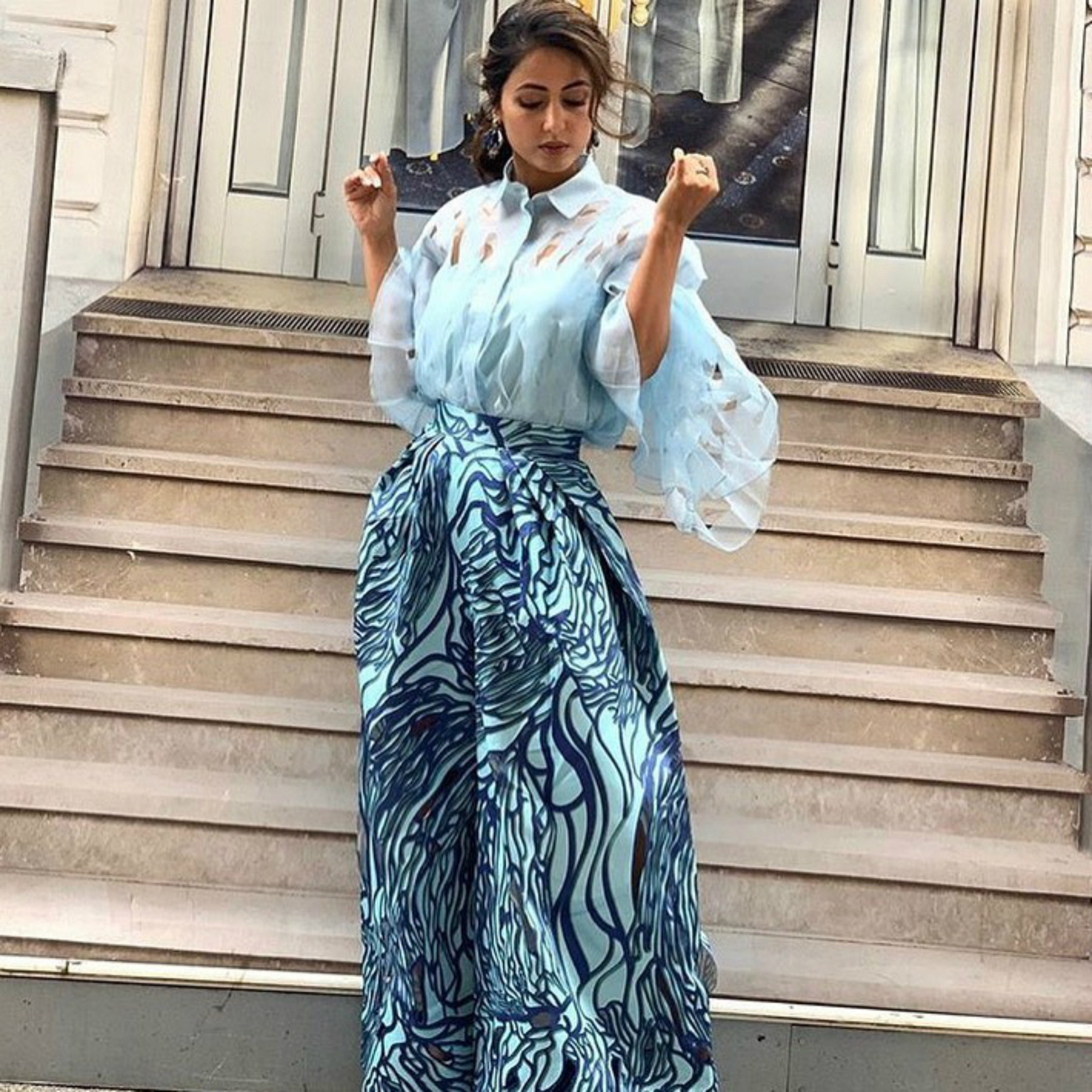Hina Khan in Rami Al Ali Official midi dress | Hina Khan Stuns at Cannes  2019: Indian TV Star's Debut at Festival de Cannes Makes Heads Turn |  Latest Photos, Images &