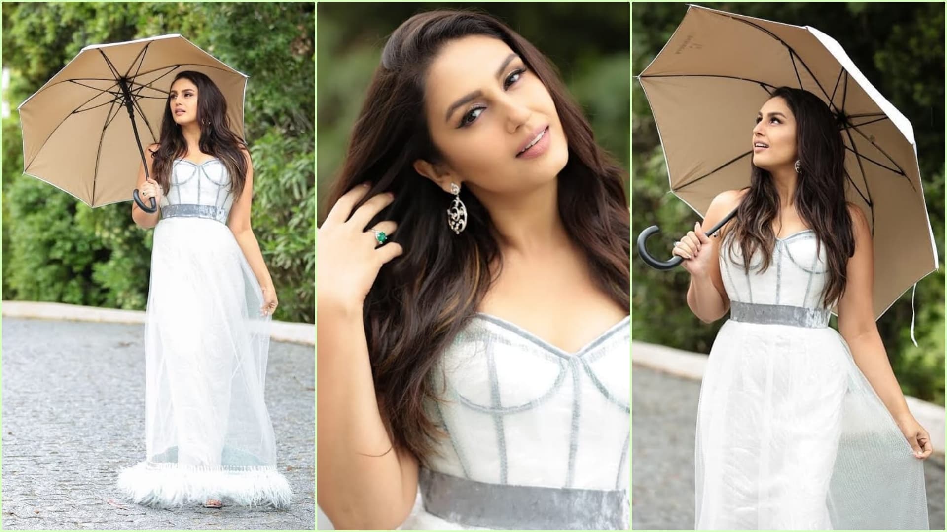 Huma in a White Sheer Gown With Corset Style Bodice by Angus Kirkby. Huma in a White Sheer Gown With Corset Style Bodice by Angus Kirkby.