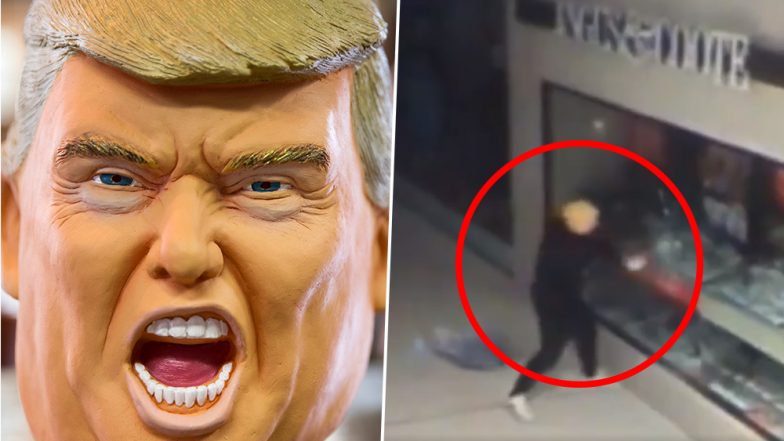 Donald Trump Mask Wearing Thief Breaks Into a Queensland Shopping Centre (Watch Video)