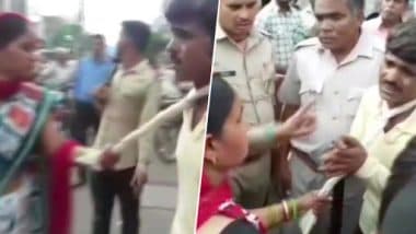 Uttar Pradesh Shocker: Mathura Woman Drags Mobile Thief With a Towel Around His Neck, Takes Him to Police Station