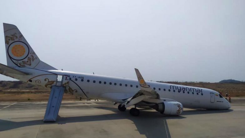 Myanmar Plane Makes Emergency Landing, Pilot Saves Lives in Nail-Biting Touchdown After Airplane's Landing Gear Fails