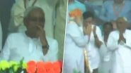 Nitish Kumar's Silence Amid PM Modi Leading Vande Mataram Chants at Darbhanga Rally Goes Viral, Watch Video