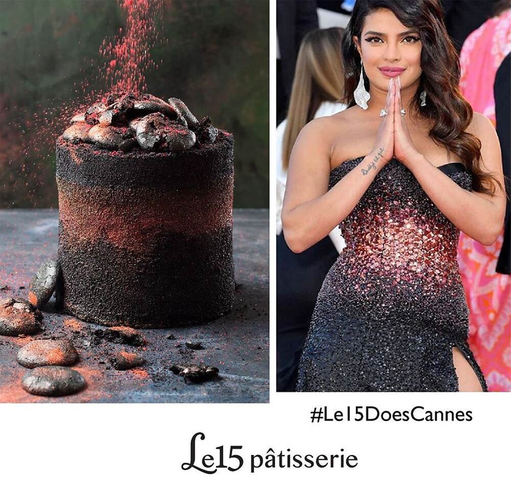 Priyanka Chopra's Cannes look inspired a chocolate crumb cake. Priyanka Chopra's Cannes look inspired a chocolate crumb cake.
