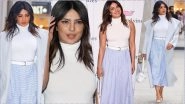 Priyanka Chopra Jonas Makes a Chic Statement in a Striped Midi Skirt, Sleeveless Turtleneck and Sexy Winged Eyeliner (View Pics)
