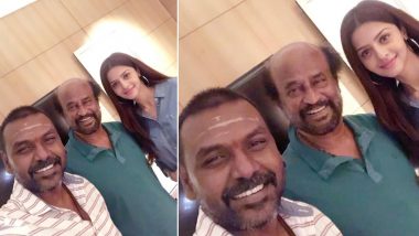 Kanchana 3 Stars Raghava Lawrence and Vedhika Meet Superstar Rajinikanth in Mumbai! View Pics