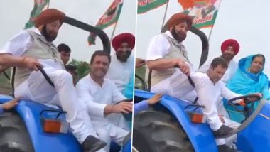 Rahul Gandhi Drives Tractor While Campaigning For Lok Sabha Elections 2019 in Ludhiana With Captain Amarinder Singh, Shares Video