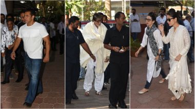 Veeru Devgan Prayer Meet: Salman Khan, Amitabh Bachchan, Kareena Kapoor Khan and Others Pay Their Last Respects