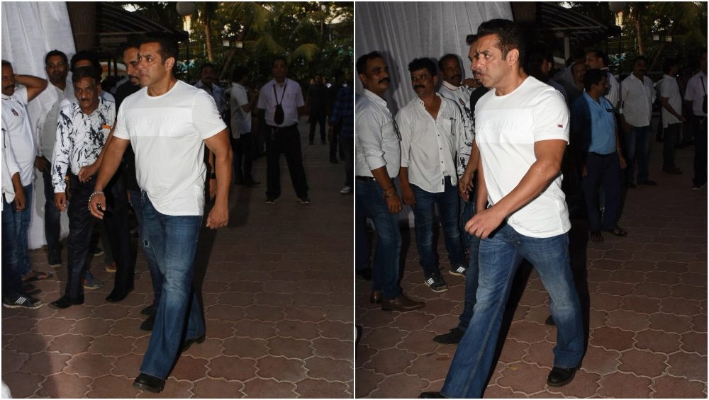 Salman Khan attends Veeru Devgan prayer meet.