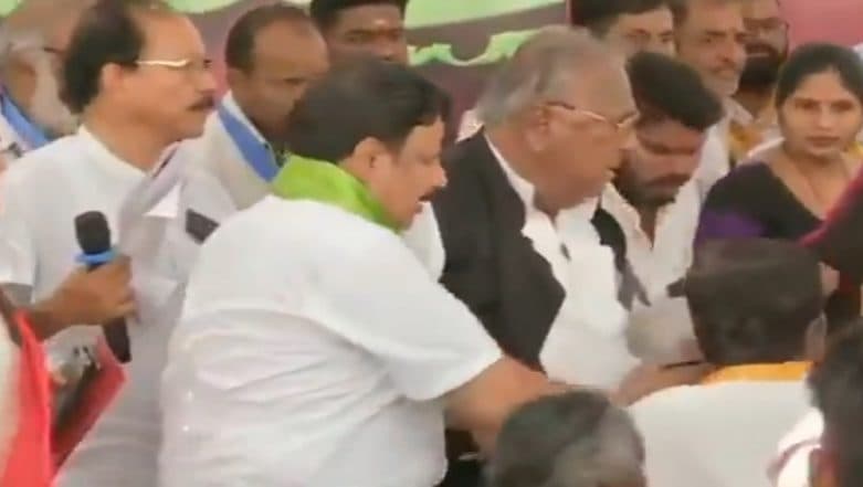 Telangana Intermediate Results Goof-Up: Amid Protests, Scuffle Between Congress' Hanumantha Rao, Nagesh Mudiraj Breaks Out; Watch Video Telangana Intermediate Results Goof-Up: Amid Protests, Scuffle Between Congress' Hanumantha Rao, Nagesh Mudiraj Breaks Out; Watch Video