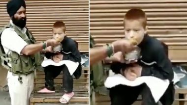 Jammu and Kashmir CRPF Personnel Feeds Differently Abled Child With His Hands, Video Goes Viral