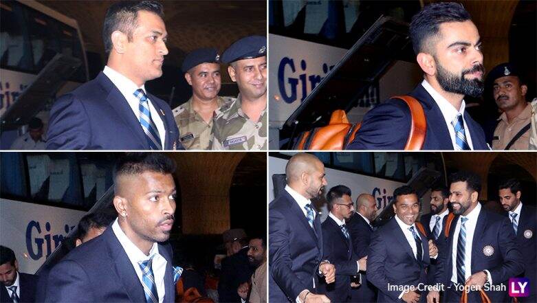 ICC Cricket World Cup 2019: Indian Team Departs For England, View Pics of Virat Kohli, MS Dhoni and other Players Leaving From Mumbai Airport (View Pics & Video) ICC Cricket World Cup 2019: Indian Team Departs For England, View Pics of Virat Kohli, MS Dhoni and other Players Leaving From Mumbai Airport (View Pics & Video)