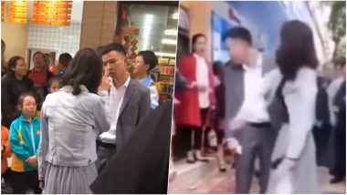 Angry Girlfriend Slaps Her Boyfriend 52 Times For Not Gifting Her a Phone on Chinese Valentine's Day! (Watch Viral Video)