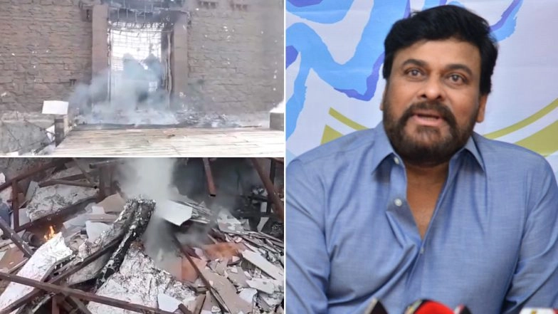 Chiranjeevi’s Farmhouse Gutted in Fire, Sye Raa Narasimha Reddy Film Sets Damaged (Watch Video)