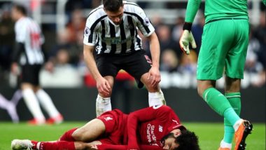 Mohamed Salah Suffers Head Injury During Liverpool vs Newcastle Champions League Clash, Striker Stretchered off From The Ground (Watch Video)