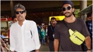 83 The Film: Ranveer Singh Spotted With Kapil Dev at Mumbai Airport; Actor Opts for a Simple and Not Quirky Avatar &ndash; See Pics