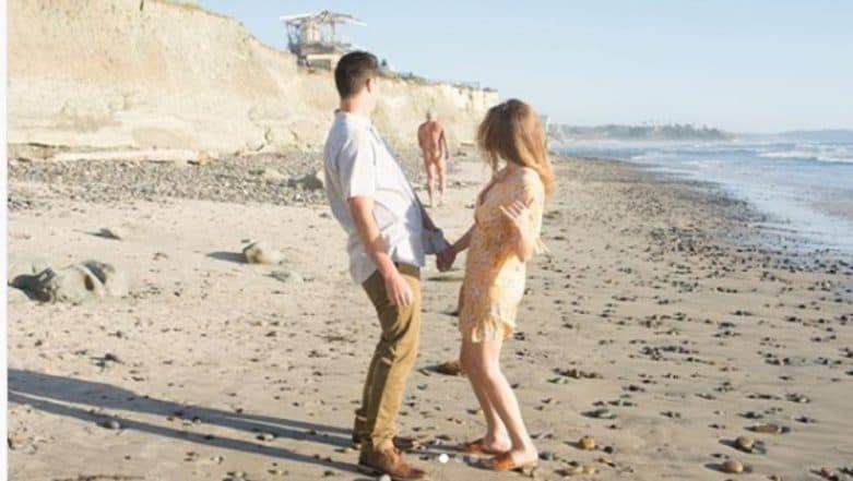 Older People At Nude Beach - Naked Elderly Man Photobombs Couple's Pre-Wedding Photoshoot ...