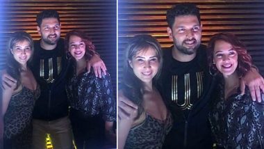 Yuvraj Singh's Retirement Party: Kim Sharma Happily Poses With the Cricketer and his Wife Hazel Keech, Proves Exes Can Be Friends - View Pics