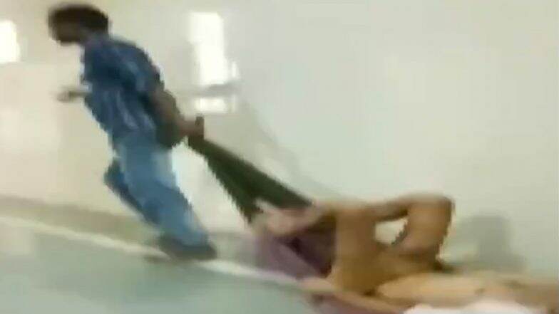 Medical Apathy in Madhya Pradesh: Patient Dragged to X-Ray Room on Bedsheet by Hospital Staff in Jabalpur; Watch Video Medical Apathy in Madhya Pradesh: Patient Dragged to X-Ray Room on Bedsheet by Hospital Staff in Jabalpur; Watch Video